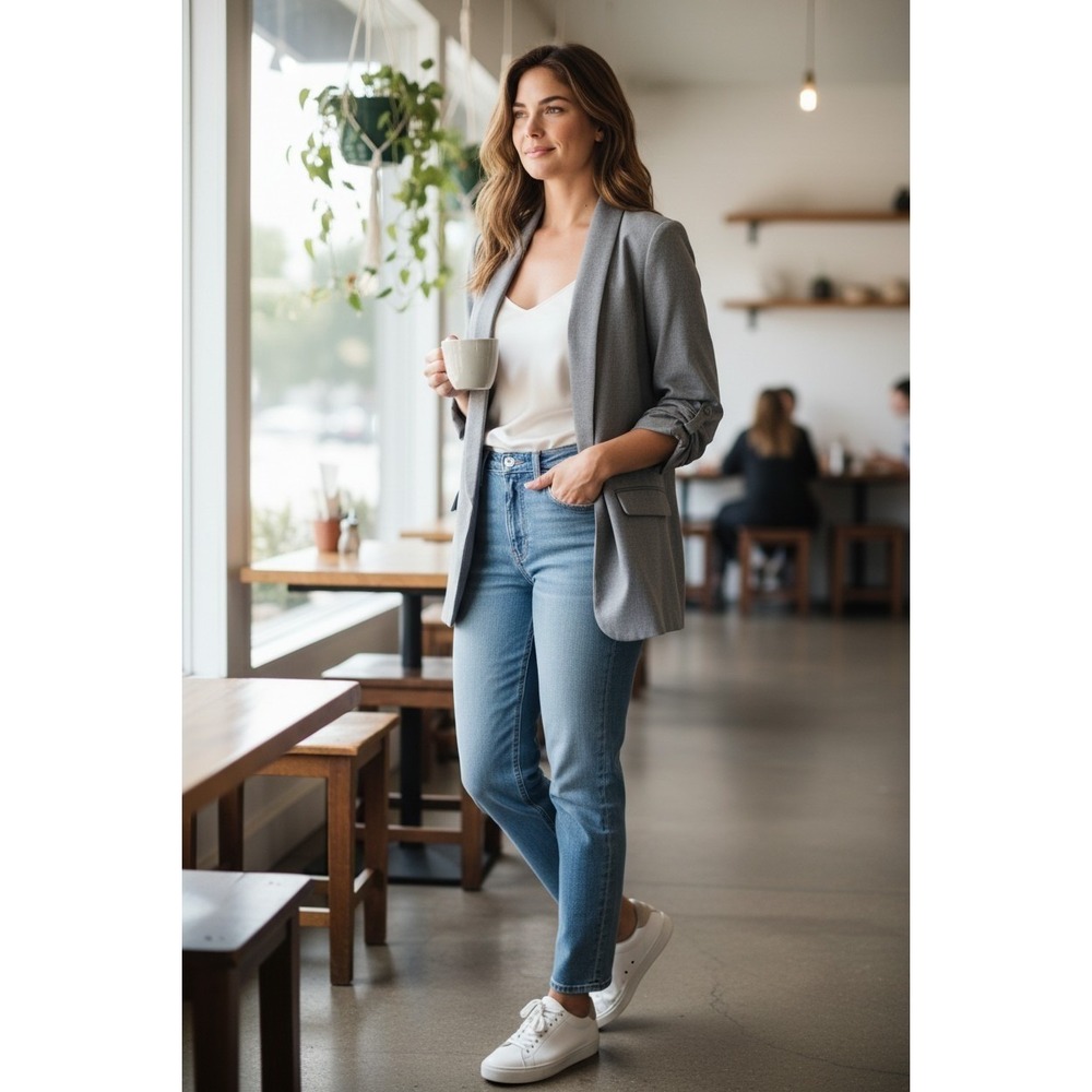 Mare Mare x Anthropologie Blazer Women Grey Ruched Sleeve Open Front M